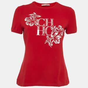 Ch Carolina Herrera Red Jersey Logo Embroidered T-Shirt S